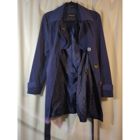 London Fog Women's Purple Raincoat Size Medium Button up/Belted85 - Picture 6 of 9